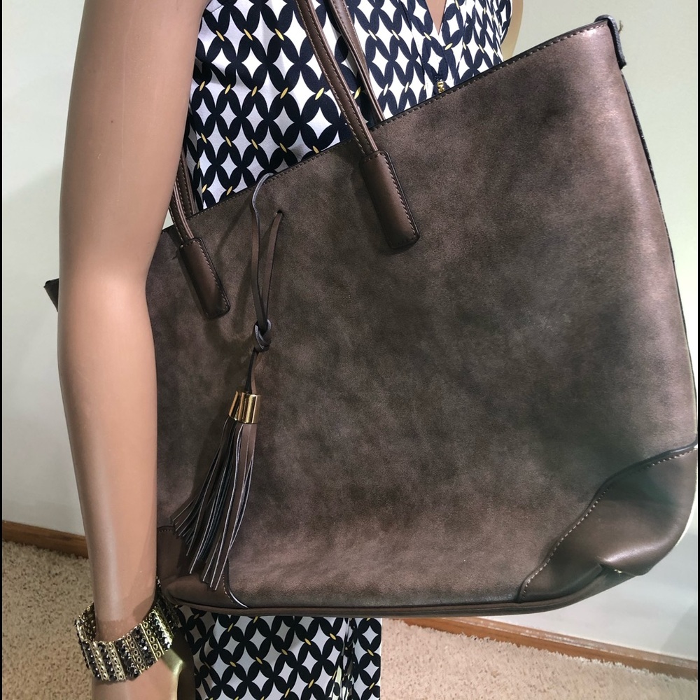 A + Metallic Brown Gold Tote Bags